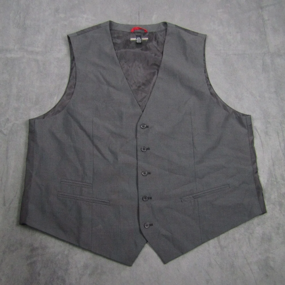 Alfani Suit Vest Mens 2XB Gray Big & Tall Formal Wedding Business Waistcoat